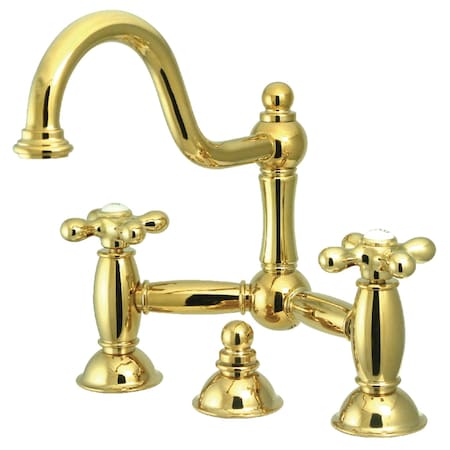Kingston Brass KS3912AX Restoration Bathroom Bridge Faucet, Polished Brass KS3912AX